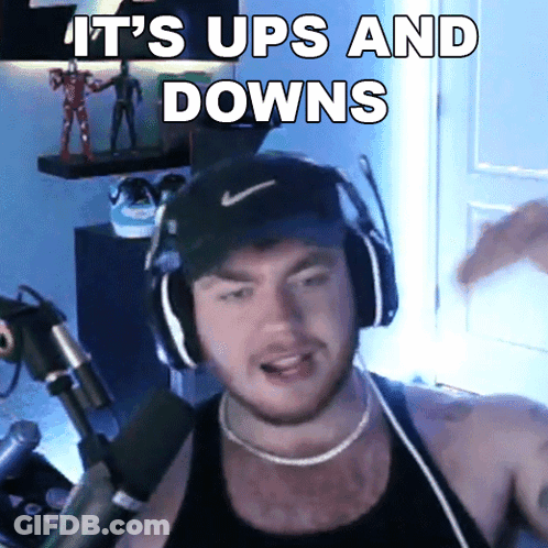 Man With Headphones Says It's Ups And Downs GIF