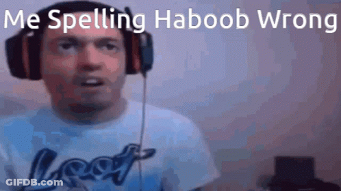 Man With Headphones Says Me Spelling Haboob Wrong GIF