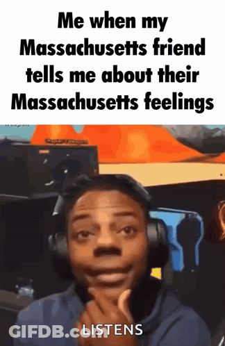 Man With Headphones Says Me When My Massachusetts Friend Tells Me About Their Massachusetts Feelings Listen GIF