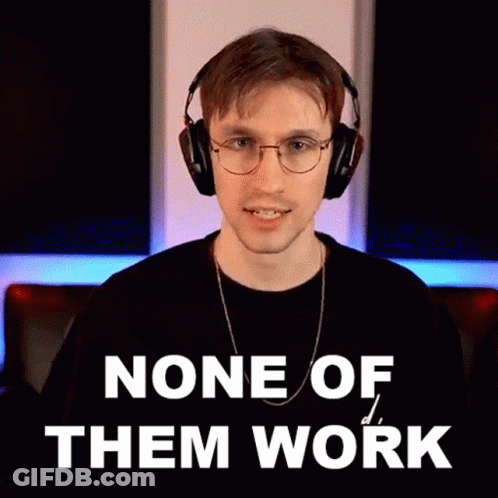 Man With Headphones Says None Of Them Work GIF