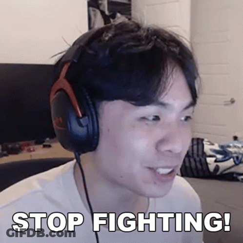 Man With Headphones Says Stop Fighting GIF