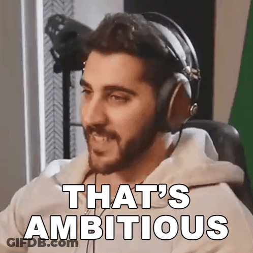 Man With Headphones Says That's Ambitious In Front Of Green Screen GIF
