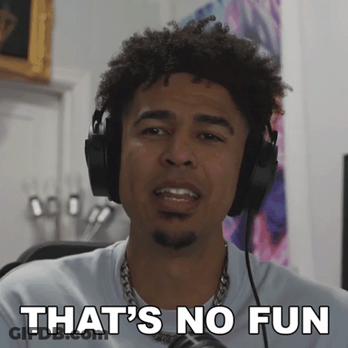 Man With Headphones Says That's No Fun GIF