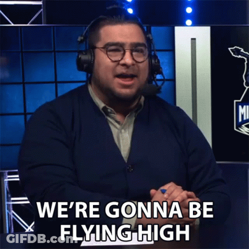 Man With Headphones Says We're Gonna Be Flying High GIF