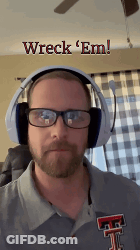 Man With Headphones Says Wreck Em GIF