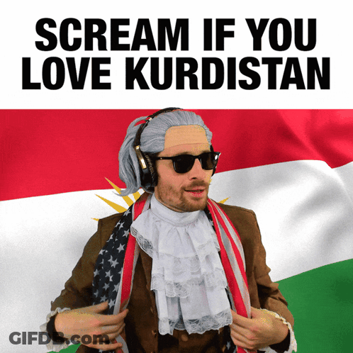 Man With Headphones Scream If You Love Kurdistan GIF