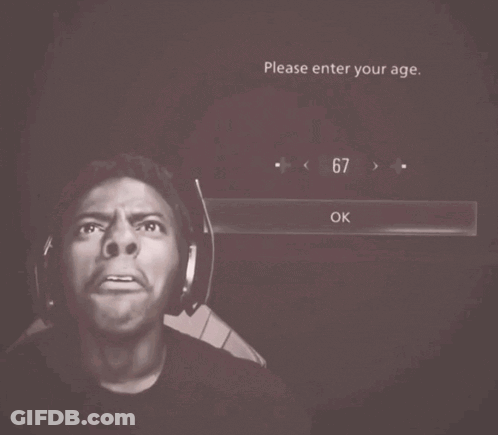Man With Headphones Screaming At Please Enter Your Age Screen GIF