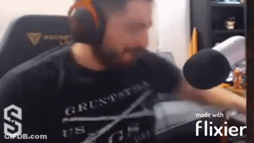 Man With Headphones Talking Into Microphone GIF