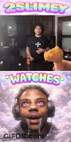 Man With Headphones Watches 2Slimey GIF