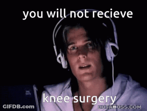 Man With Headphones You Will Not Recieve Knee Surgery GIF