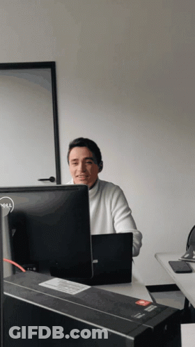 Man With Headset At Dell Computer GIF