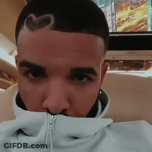 Man With Heart Hair Wearing White Sweatshirt GIF