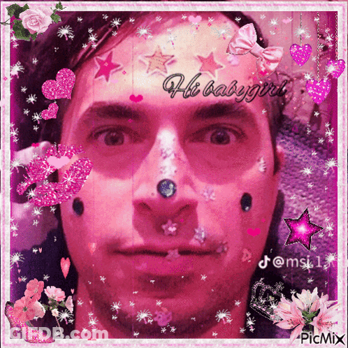 Man With Hearts And Stars On Face Saying Hi Babygirl GIF