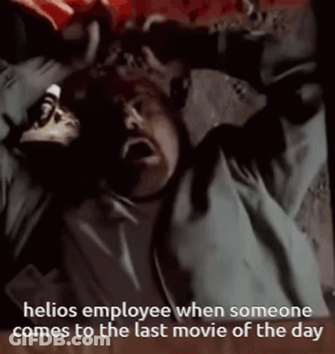 Man With Helios Employee When Someone Comes To The Last Movie Of The Day GIF