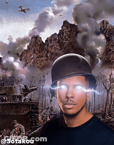 Man With Helmet And Lightning Eyes GIF