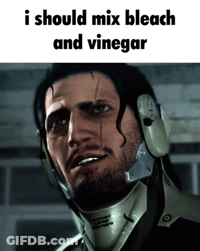 Man With Helmet Saying I Should Mix Bleach And Vinegar GIF