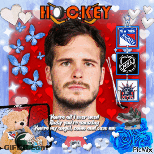 Man With Hockey Text GIF