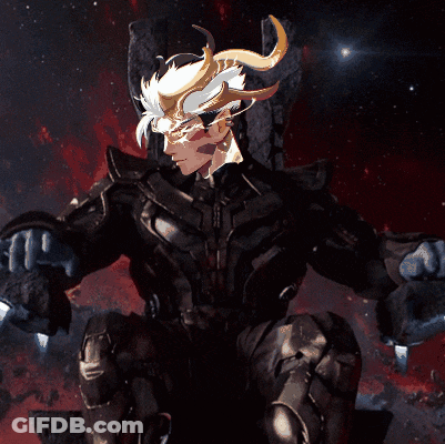 Man With Horns On Head Sitting On Rock GIF
