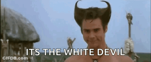 Man With Horns Saying White Devil GIF