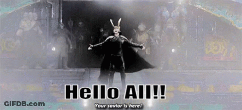 Man With Horns Says Hello All Your Savior Is Here GIF