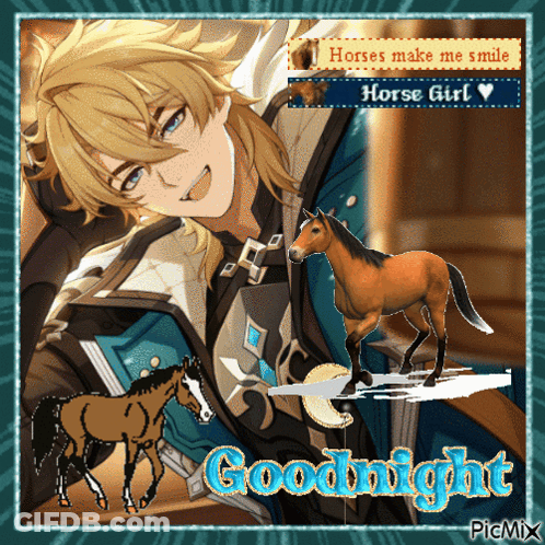 Man With Horses Saying Goodnight GIF