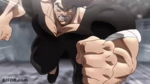 Man With Huge Fist Running In Air GIF