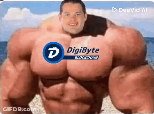 Man With Huge Muscles And Digibyte GIF