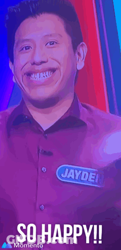 Man With Jayden On Shirt Smiling GIF