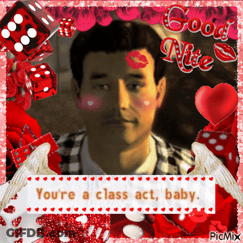 Man With Kiss On Cheek Saying Class Act GIF