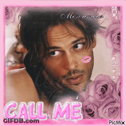 Man With Kiss On Face Call Me GIF