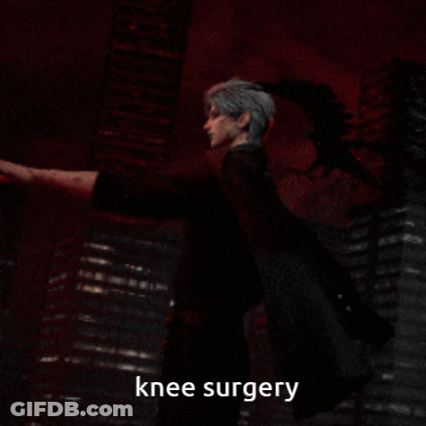 Man With Knee Surgery Written On Face GIF