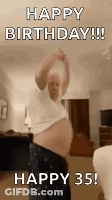 Man With Large Belly Dancing In Pajamas GIF