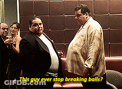 Man With Large Belly Saying Breaking Balls GIF