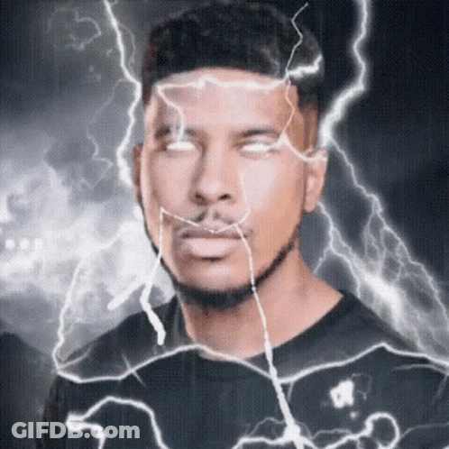 Man With Lightning Bolt Behind Face GIF