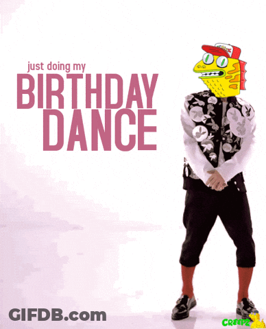 Man With Lizard Head Just Doing My Birthday Dance GIF