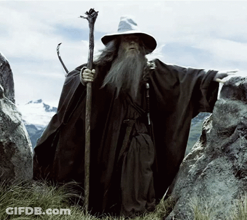 Man With Long Beard Holding Cane And Hat GIF