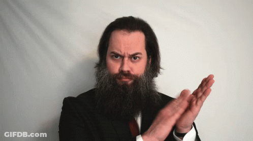 Man With Long Beard Making Stop Sign GIF
