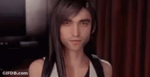 Man With Long Black Hair In White Tank Top GIF