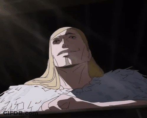 Man With Long Blonde Hair And Feathered Collar GIF