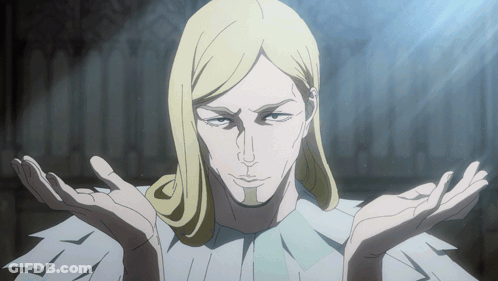 Man With Long Blonde Hair Holding Hands Out GIF