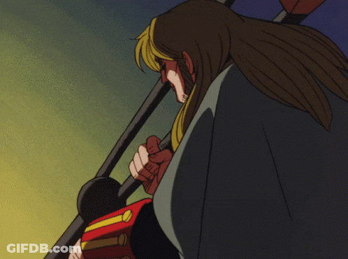 Man With Long Blonde Hair Holding Sword GIF