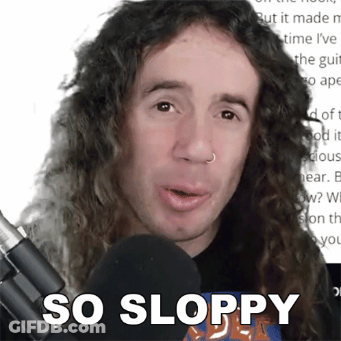 Man With Long Curly Hair Talking Into Microphone With So Sloppy GIF