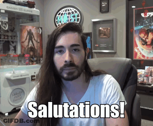 Man With Long Hair And Beard At Salutations Sign GIF