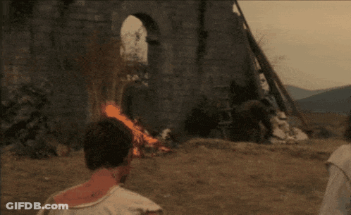 Man With Long Hair And Beard At Sunset GIF