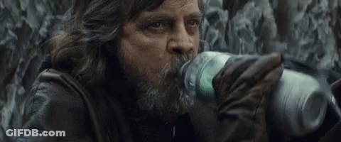 Man With Long Hair And Beard Drinking From Bottle GIF