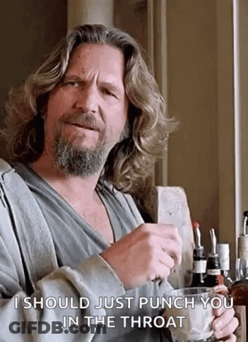 Man With Long Hair And Beard Holding Coffee I Should Just Punch You In The Throat GIF