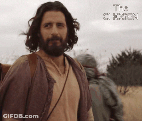 Man With Long Hair And Beard In Field With The Chosen GIF