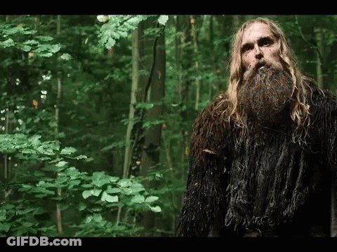 Man With Long Hair And Beard In Forest GIF