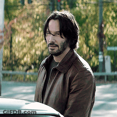 Man With Long Hair And Beard In Leather Jacket GIF