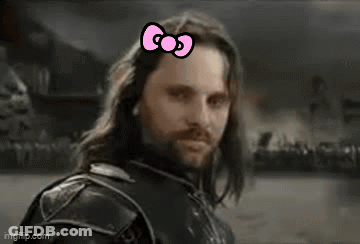 Man With Long Hair And Beard In Pink Hello Kitty Bow GIF